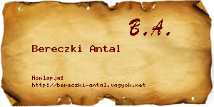 Bereczki Antal névjegykártya